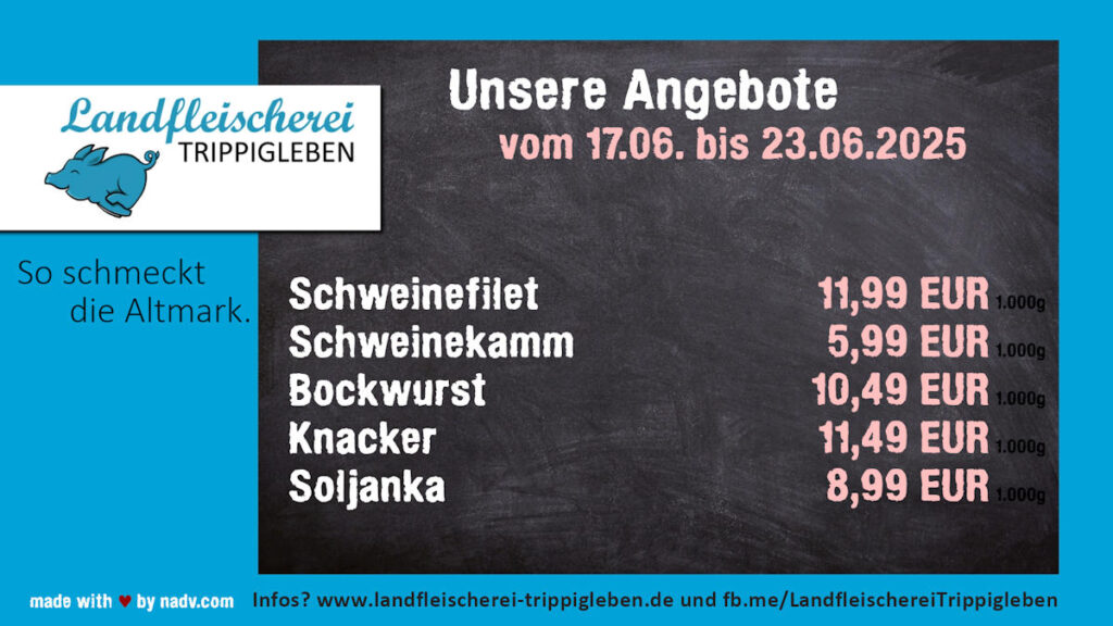 Landfleischerei Trippigleben, Klötze, Oebisfelde, Fleischer, Altmark, Fleischerei, lokal einkaufen