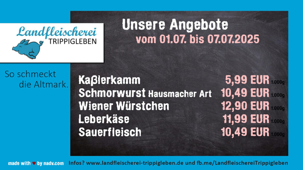 Landfleischerei Trippigleben, Klötze, Oebisfelde, Fleischer, Altmark, Fleischerei, lokal einkaufen