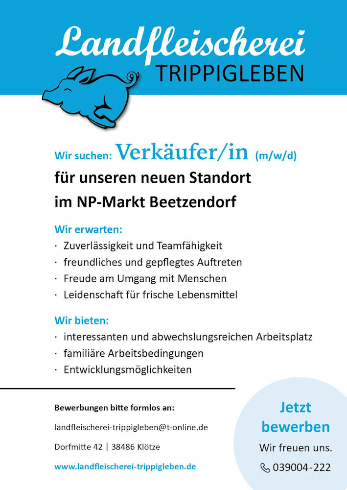 Verkäufer/in in Beetzendorf gesucht