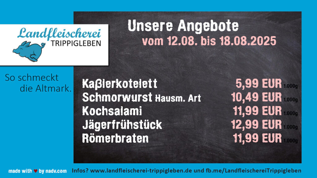 Landfleischerei Trippigleben, Klötze, Oebisfelde, Fleischer, Altmark, Fleischerei, lokal einkaufen